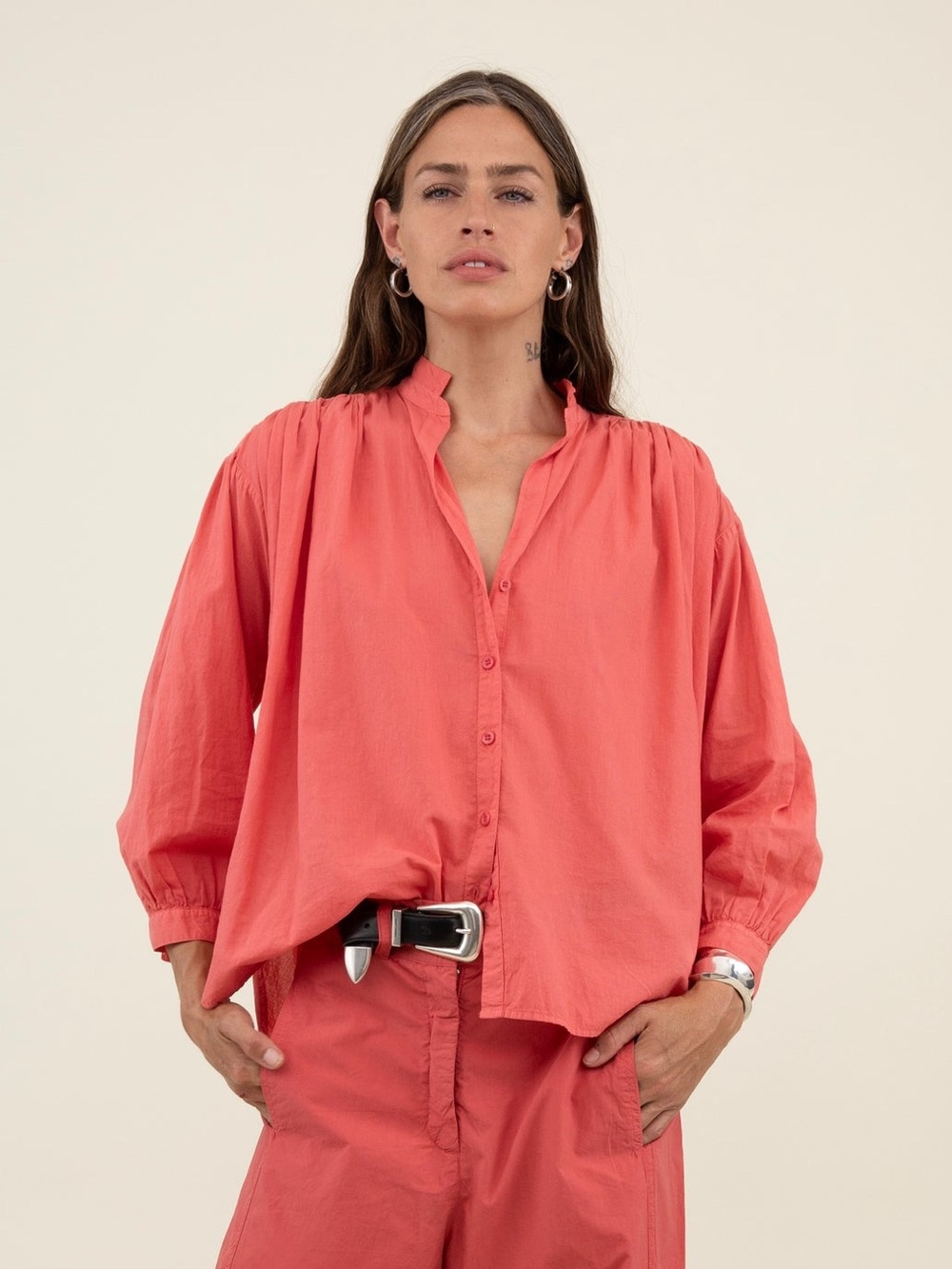 A shirt thing FLORA CABO - GUAVA button down shirt
